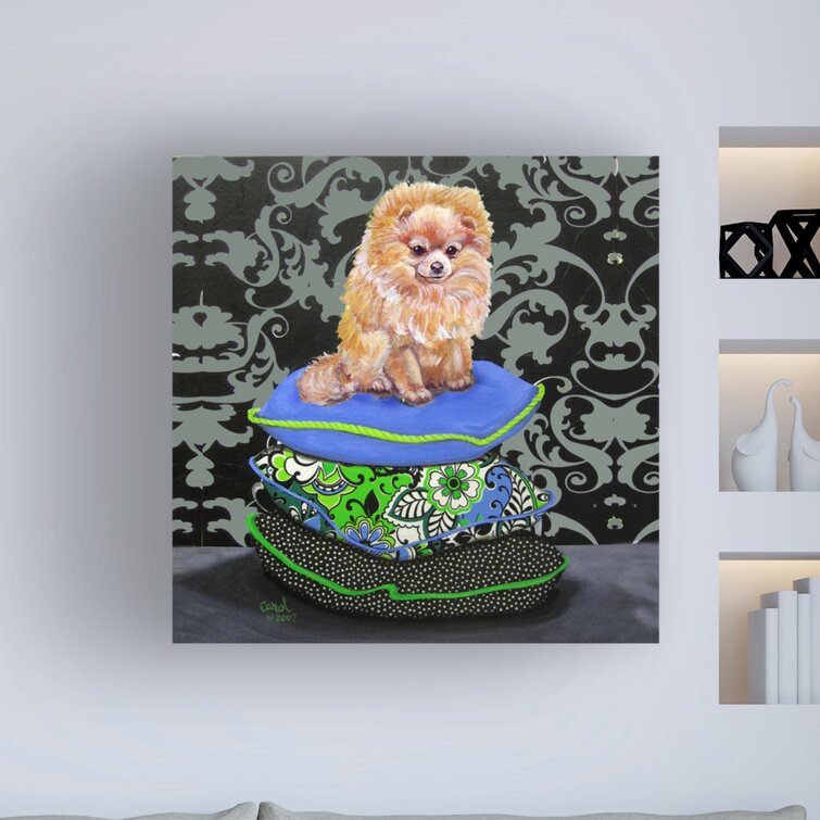 Winston Porter Pomeranian Pillows On Canvas by Carol Dillon Print